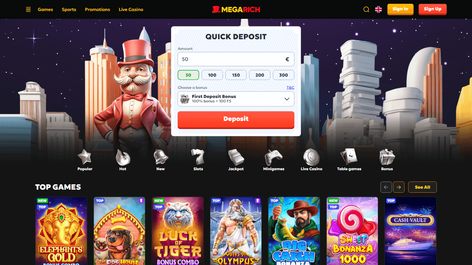 Megarich Casino Desktop screenshot
