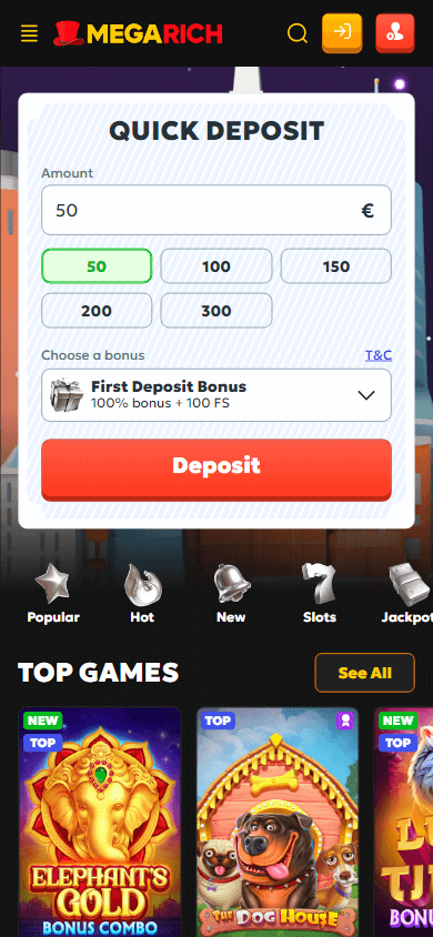 Megarich Casino Mobile screenshot